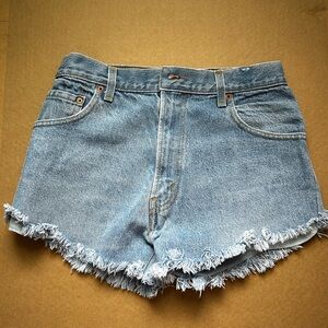 Levi's Blue Frayed Hem Jean Shorts